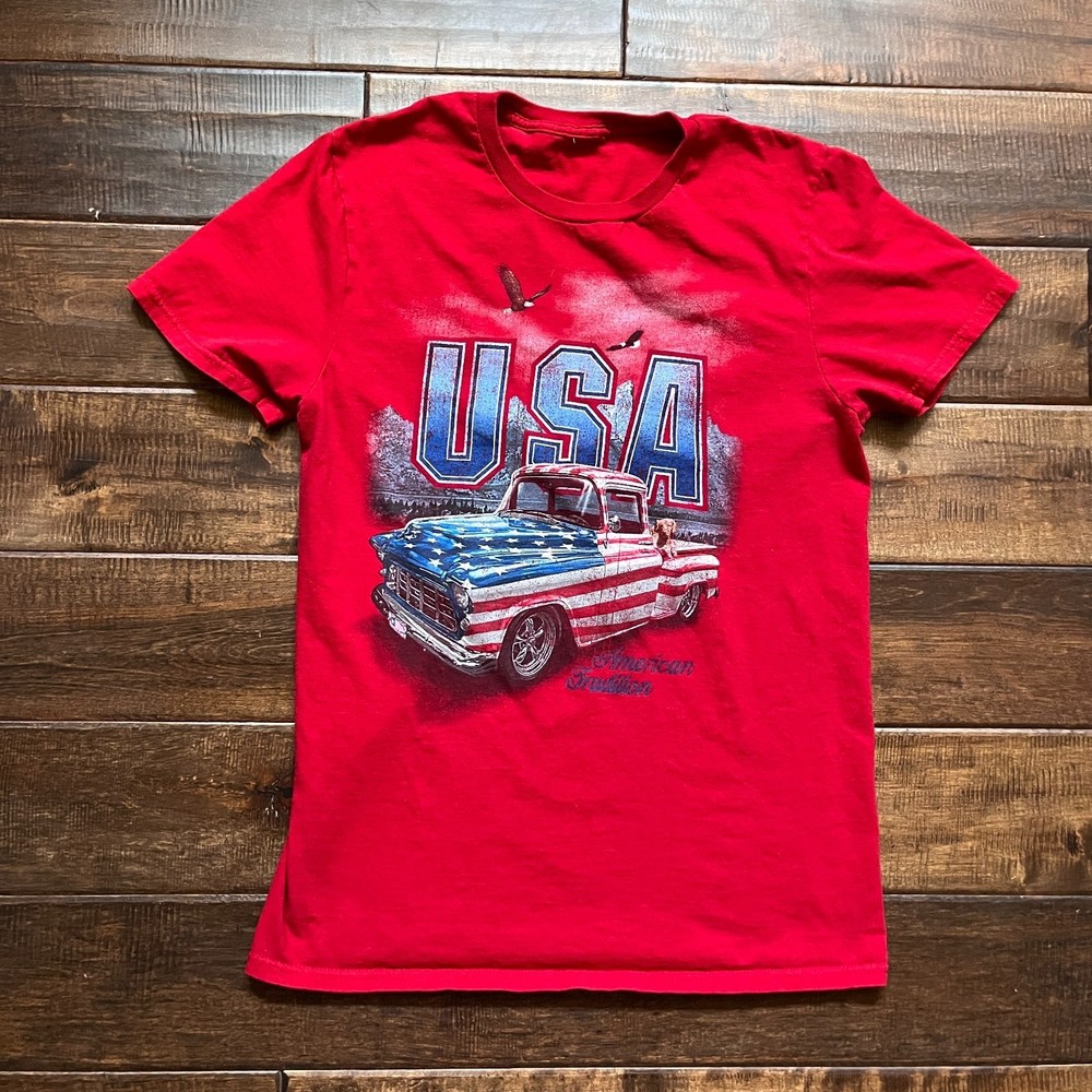 Spirit of America Vintage USA Flag Graphic T Shirt Women's Size Small American
